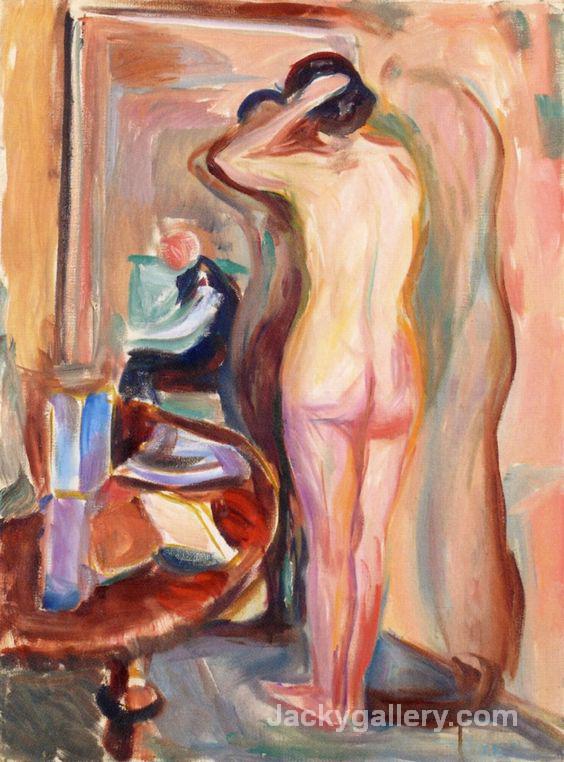 Nude in front of the Mirror by Edvard Munch paintings reproduction